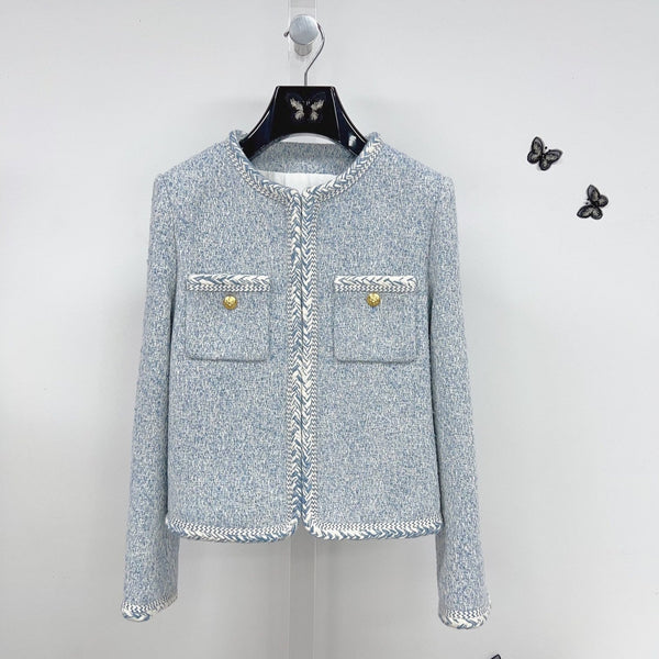 Celine Jacket Light Blue Gold Wool Cotton 290465
