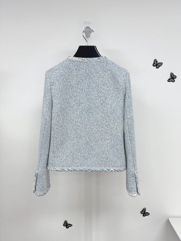 Celine Jacket Light Blue Gold Wool Cotton 290465