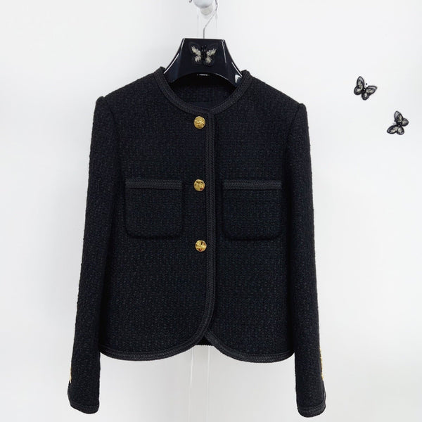 Celine Jacket Black Gold Wool Cotton 290442