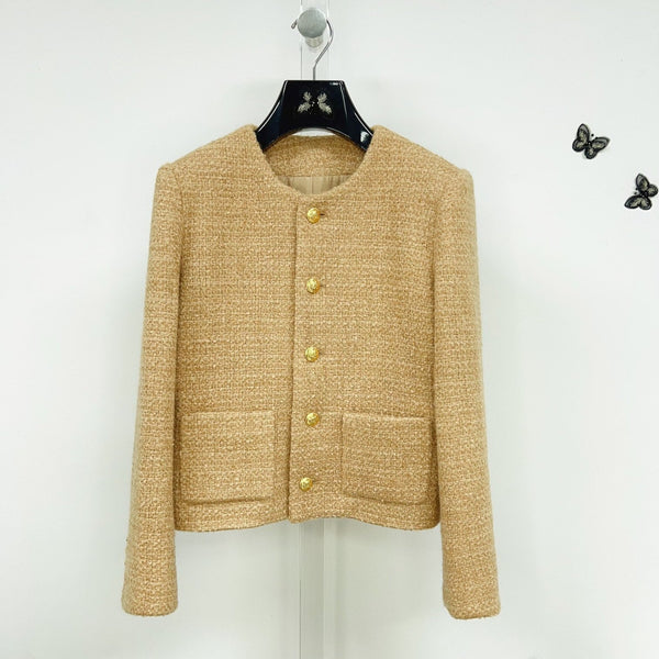 Celine Jacket Khaki Gold Wool Cotton 290462
