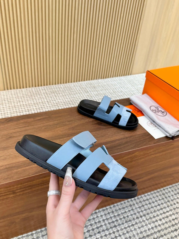 HM 2025 Chypre Sandals Blue Suede Calfskin 294385