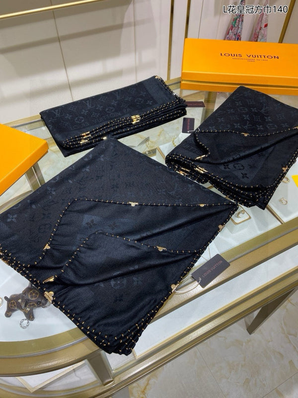 SCIARPA EVERMORE 140 CM IN SETA E LANA NERA 396258