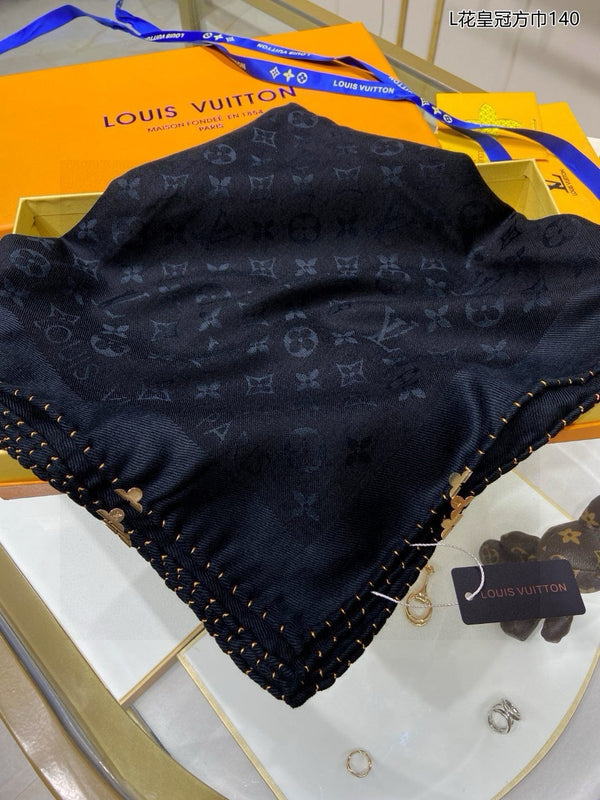 SCIARPA EVERMORE 140 CM IN SETA E LANA NERA 396258