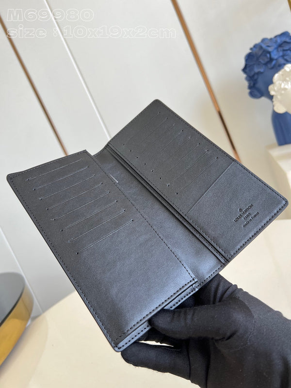 BRAZZA WALLET AEROGRAM 19CM BLACK CALFSKIN