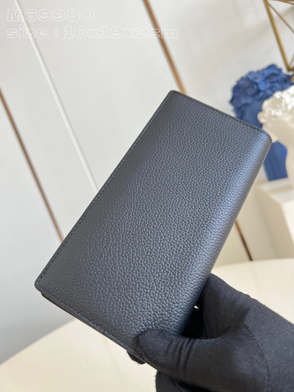 BRAZZA WALLET AEROGRAM 19CM BLACK CALFSKIN