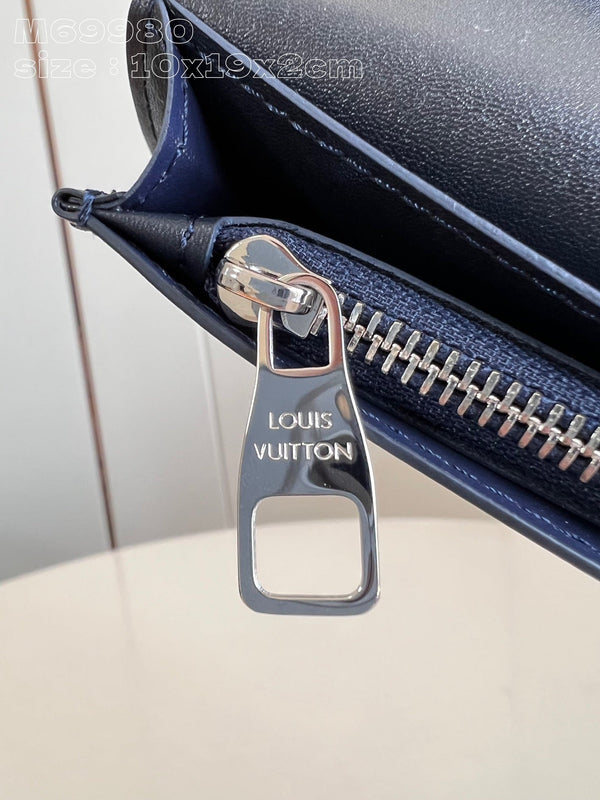 BRAZZA WALLET AEROGRAM 19CM BLUE CALFSKIN