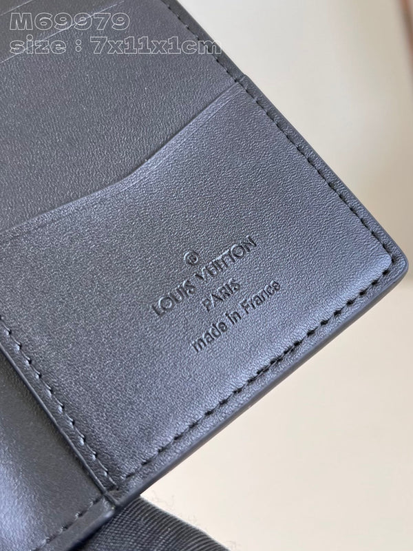 WALLET POCKET ORGANIZER AEROGRAM 11CM BLACK CALFSKIN