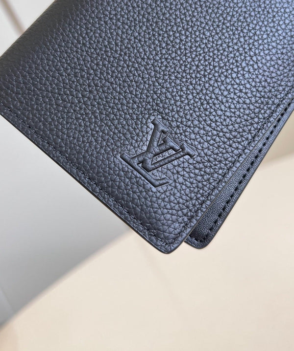 BRAZZA WALLET 19CM BLACK CALFSKIN