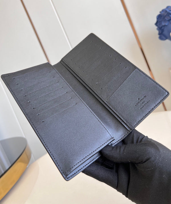 BRAZZA WALLET 19CM BLACK CALFSKIN