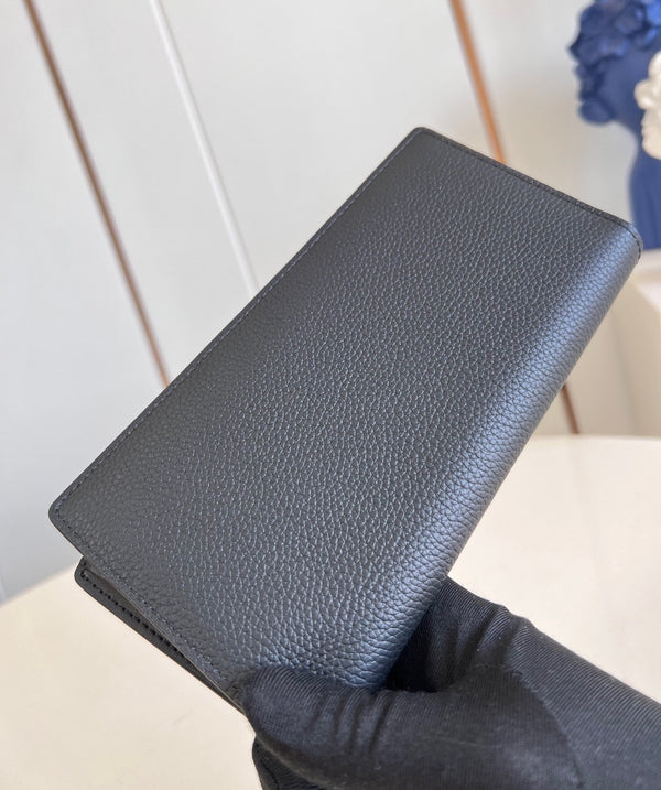 BRAZZA WALLET 19CM BLACK CALFSKIN