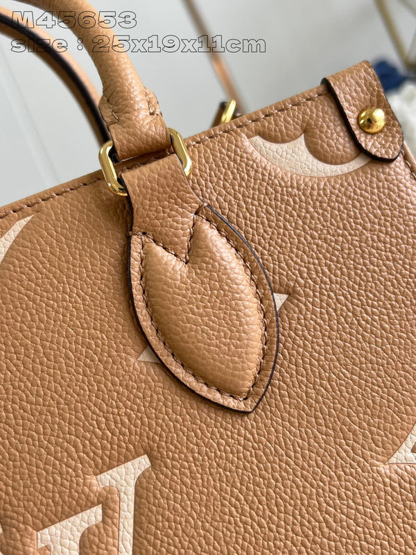 Onthego Pm 25 Brown Beige Monogram Empreinte Calfskin