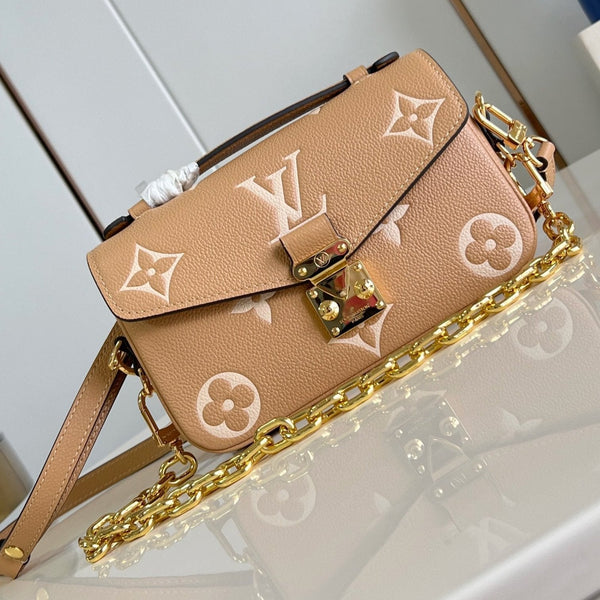 Pochette Metis East West 21.5 Brown White Monogram Empreinte Calfskin