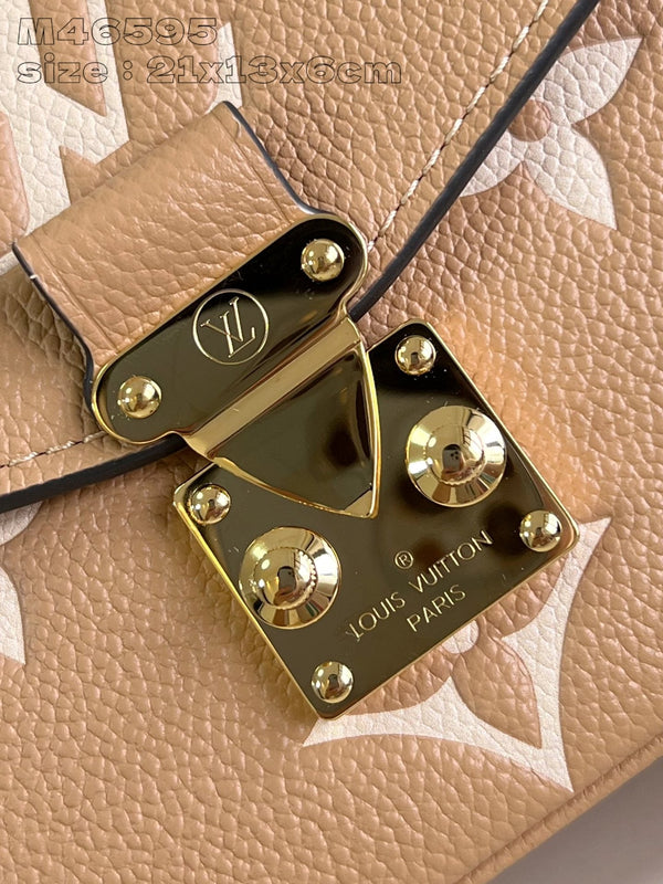 Pochette Metis East West 21.5 Brown White Monogram Empreinte Calfskin