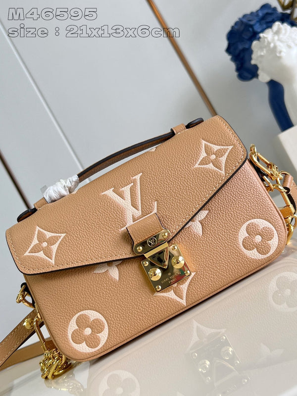 Pochette Metis East West 21.5 Brown White Monogram Empreinte Calfskin