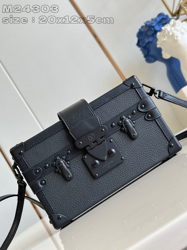 LV PETITE MALLE 20 BLACK CALFSKIN