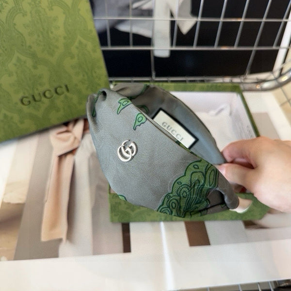 SMOKE GRAY SILK-BLEND HAIRBAND 407924