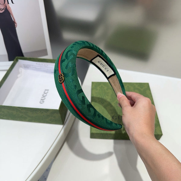 THICK HEADBAND IN FUN GREEN CANVAS WITH WEB 423669