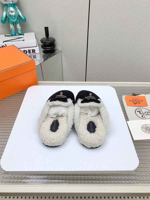 HM Mule 30mm In Black With Fleece And Suede Lining 971392