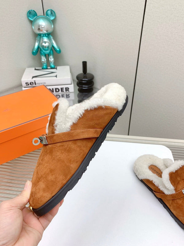 HM Mule 30mm In Caramel With Fleece And Suede Lining 971398