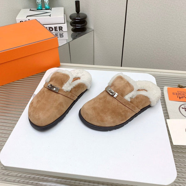 HM Mule 30mm In Light Brown With Fleece And Suede Lining 971394