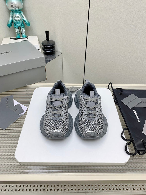 XL FISHNET SNEAKER IN GRAY MESH, POLYURETHANE, POLYESTER WITH RHINESTONES