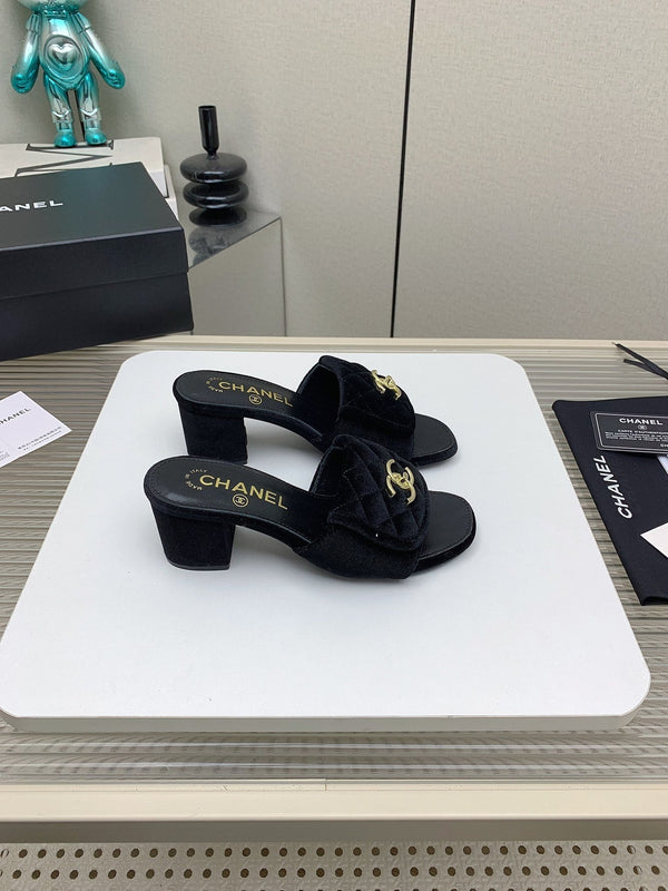 CC Mule Sandals 50mm In Black Velvet 148937