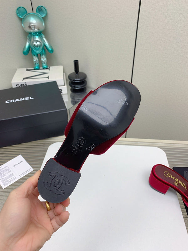 CC Mule Sandals 50m In Dark Red Velvet 148971