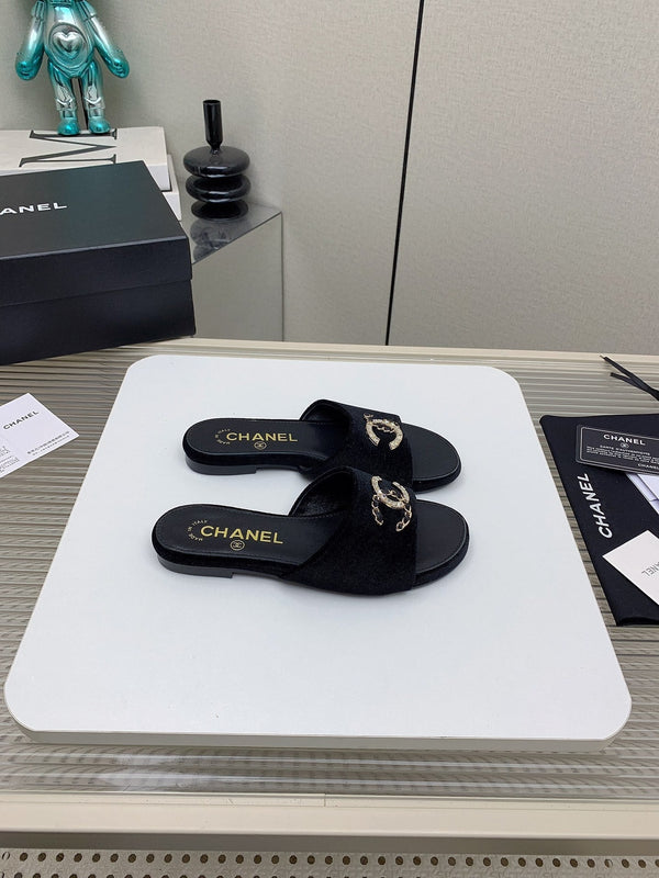 Ciabatte CC in velluto nero 148986