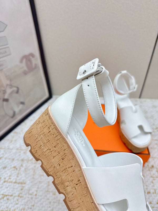 HM Luce 30 Sandal 65mm White Cowhide Cork 477968