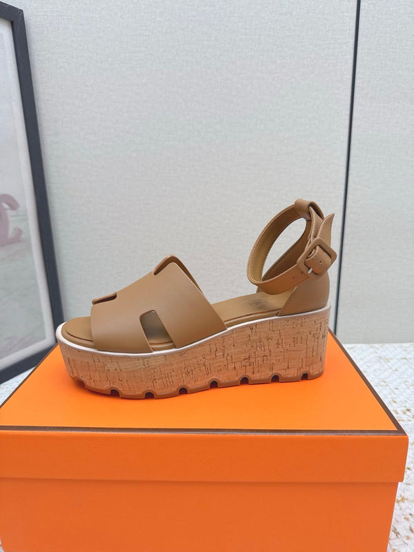 HM Luce 30 Sandal 65mm Brown Cowhide Cork 477969