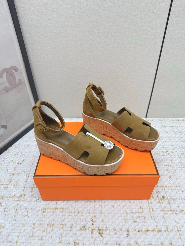 HM Luce 30 Sandal 65mm Amber Earth Suede Cork 477970