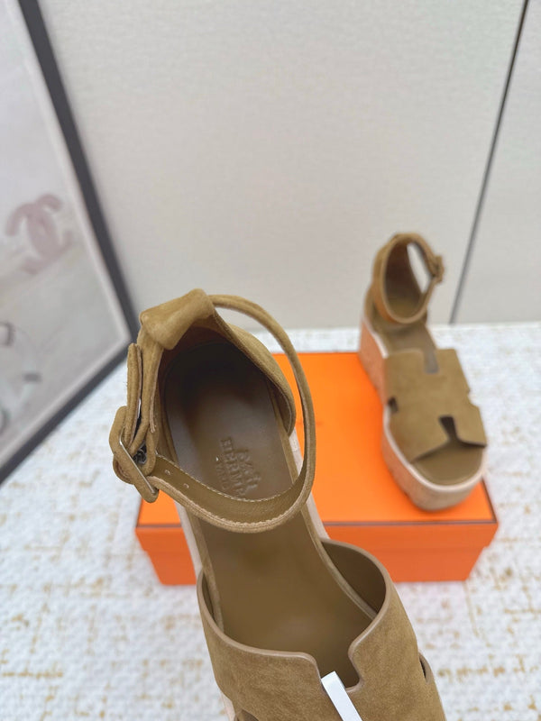 HM Luce 30 Sandal 65mm Amber Earth Suede Cork 477970