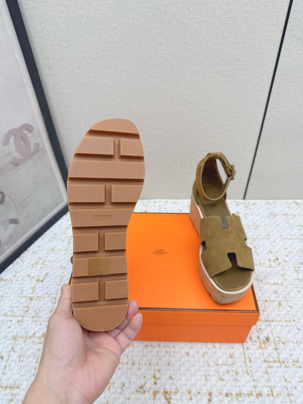 HM Luce 30 Sandal 65mm Amber Earth Suede Cork 477970