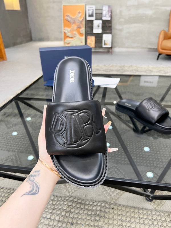 CD AQUA SLIDE SANDAL BLACK CALFSKIN