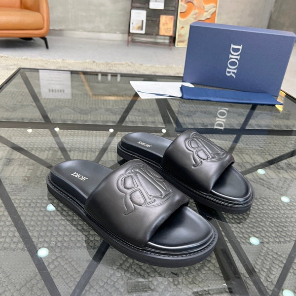 CD AQUA SLIDE SANDAL BLACK CALFSKIN