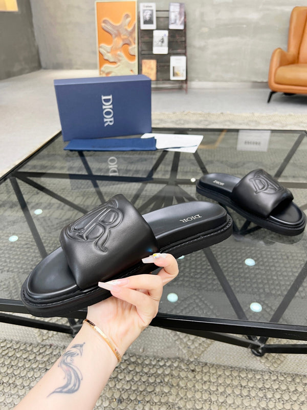 CD AQUA SLIDE SANDAL BLACK CALFSKIN