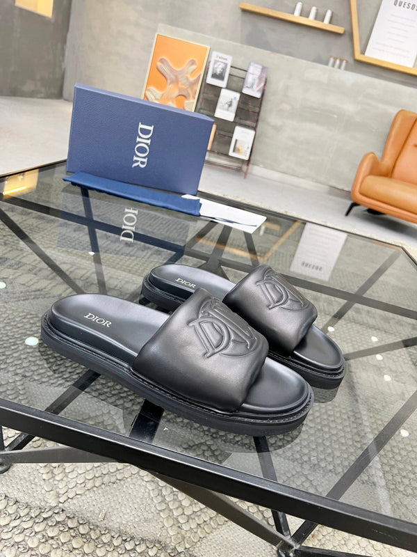 CD AQUA SLIDE SANDAL BLACK CALFSKIN