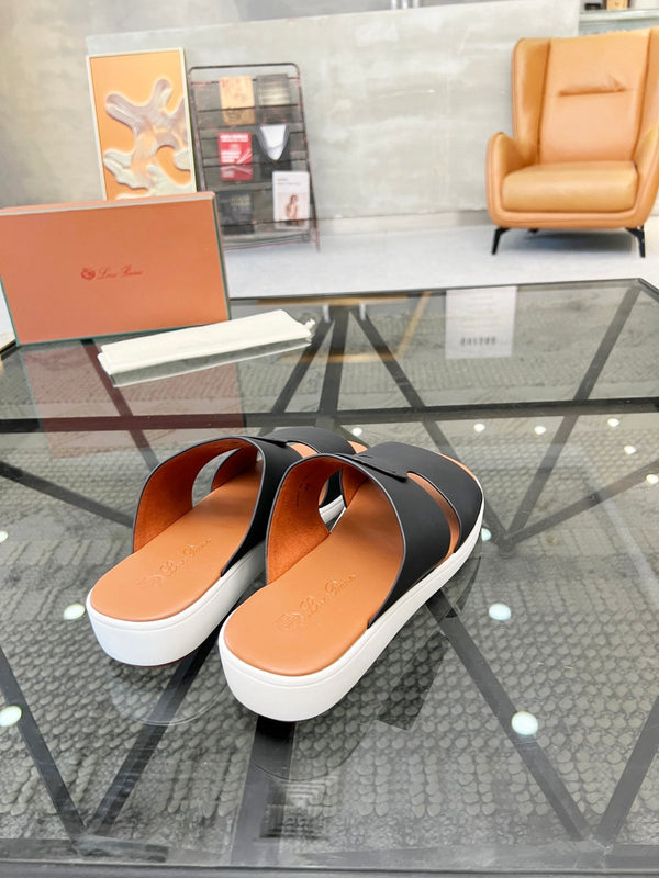 LP CROSSOVER SLIPPERS IN PELLE DI VITELLO NERA