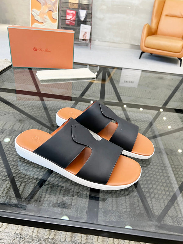 LP CROSSOVER SLIPPERS IN PELLE DI VITELLO NERA