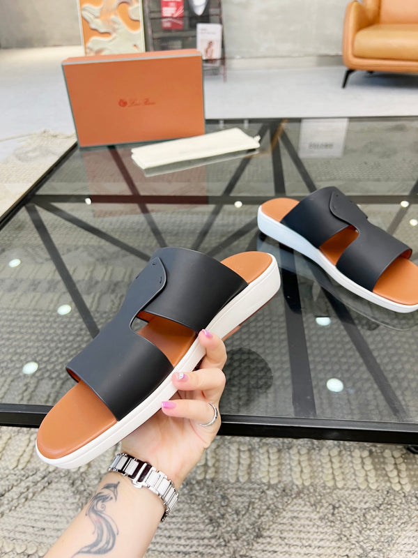 LP CROSSOVER SLIPPERS IN PELLE DI VITELLO NERA