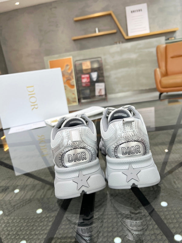 CD CHRONO SNEAKER WHITE AND SILVER MESH FABRIC