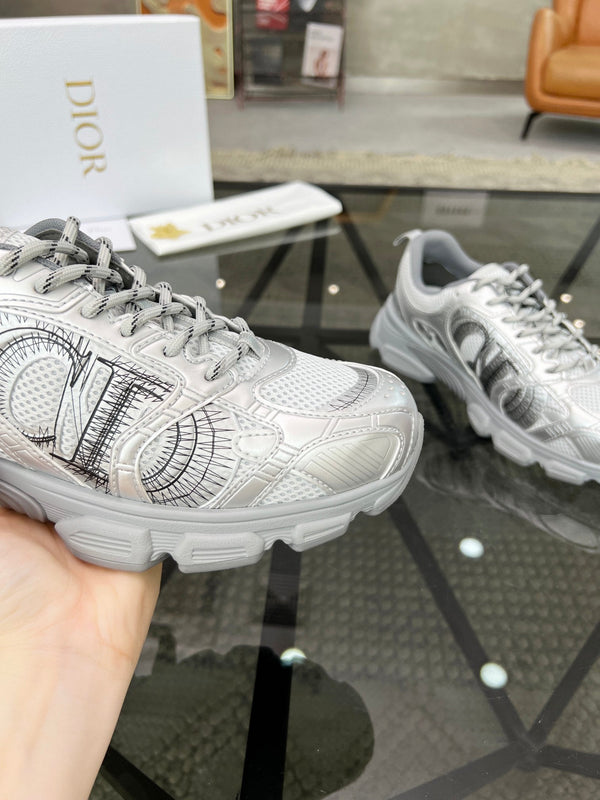 CD CHRONO SNEAKER WHITE AND SILVER MESH FABRIC