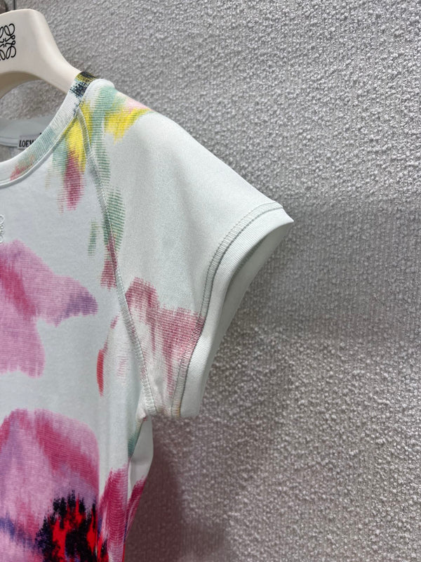 Loewe 25 Floral Ombré Crewneck Short-sleeved T-shirt Cotton Viscose 222659