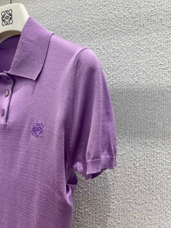 Loewe 25 Short-sleeved Top Purple Cashmere Silk