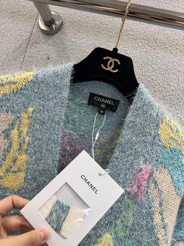 CC Cardigan Multicolor Wool Silk Cashmere