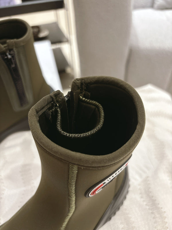 CD Ankle Boots Brown Moss Green Elastic Fabric