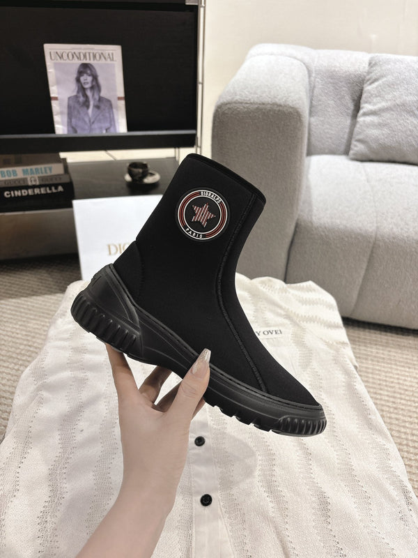 CD Ankle Boots Black Elastic Fabric