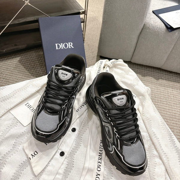 CD B30 Sneakers Patent Black Silver Gray Technology Fabric 438320