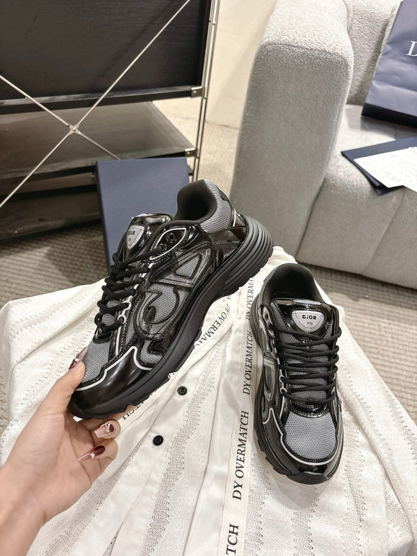 CD B30 Sneakers Patent Black Silver Gray Technology Fabric 438320