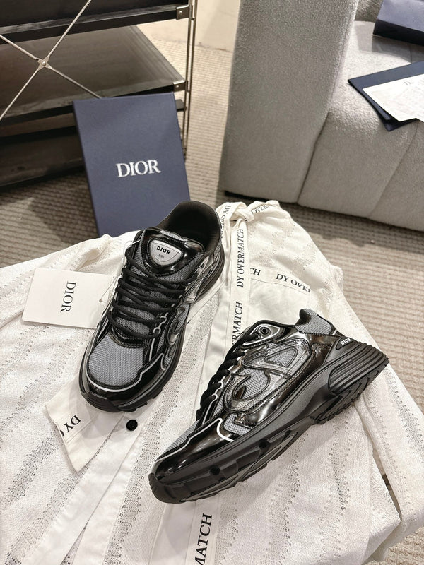 CD B30 Sneakers Patent Black Silver Gray Technology Fabric 438320